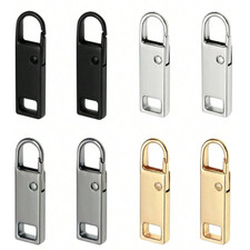 2/4 Zipper Puller Repair Metal Slider Pull Replacement Fix Bag Coat Instant Clip