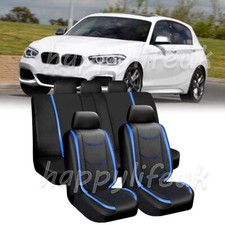 9Pcs Full Set Blue Leather Car Seat Covers Set For Mini Cooper For BMW 1 Serise