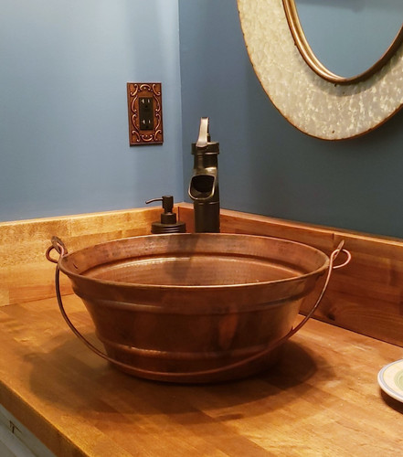Round copper vessel - copper, bucket