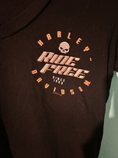 Harley-Davidson Women's Shocks Metallic Short Sleeve V-Neck Tee - Black Size M