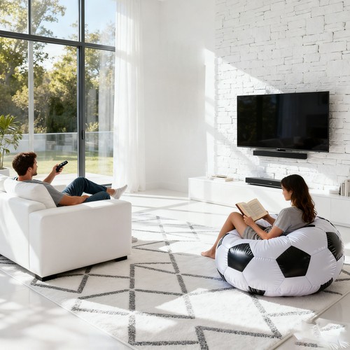 Inflatable soccer ball - ball, chair