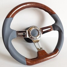 Steering Wheel Used Wood  Grey Leather fits for Mercedes W124 W201 R107 80-92