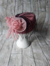 Vintage 1960's Jackie O Style Pink Birdcage Veil Pill Box Hat