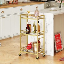 3 Tier Drinks Trolley Gold Bar