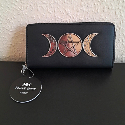 Triple moon black zip around - black, zip-around
