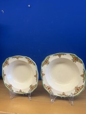 ALFRED MEAKIN SPEARPOINT MARIGOLD MARQUIS SHAPE FOUR ART DECO DESSERT BOWLS X2