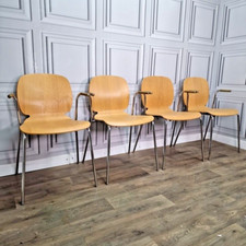 Retro Ikea Dietmar Chairs Set x4 Chrome Mid-Century Style Arm Dining Desk Seat
