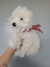 Hamleys West Highland Terrier White Westie Dog Puppy Tartan Bow Soft Toy 10”