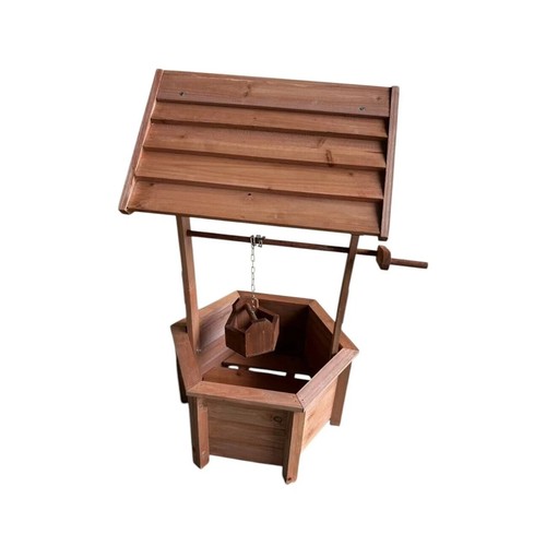 Wooden wishing well planter - wishing,