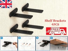 4 Heavy Duty Black Cast Iron Shelf Brackets ,8 Inch Floating Shelf Supports 20cm