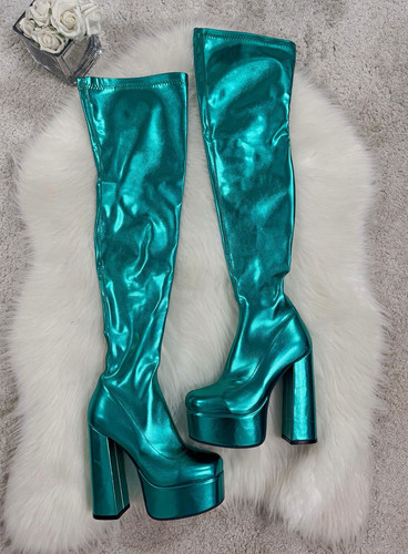Metallic green over the knee - metallic,