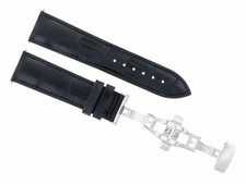 22MM LEATHER STRAP BAND DEPLOYMENT CLASP FOR TISSOT QUADRATO VALJOUX WATCH BLACK