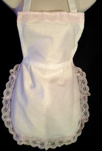 Ladies white full apron pinny - ,