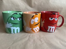 M And M World Large Mugs X3 Green, Orange And Red