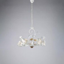 Classic Wrought Iron White Shabby Chic Chandelier 5 Lights BON-558