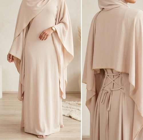 Beige cape dress - cape,