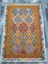 Multicolour Handmade Afghan/Turkish Kilim Rug, Wool Area Rug Size 189x125 CM