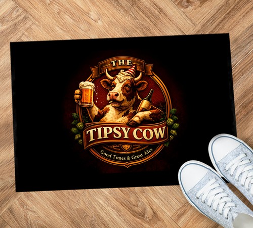The tipsy cow door mat - door, |