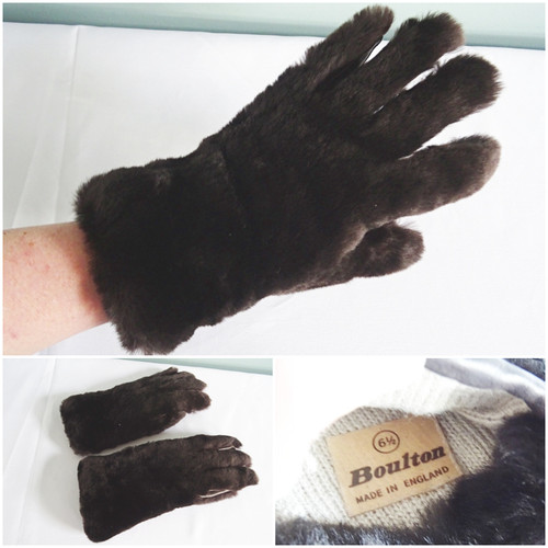Vintage fur gloves gauntlet - vintage,