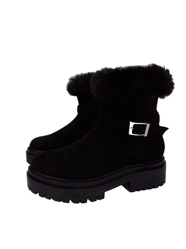 Black low platform boots - black,