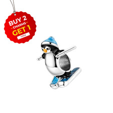 Skiing Penguin Charm S925 Sterling Silver  for Women