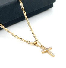 9ct Yellow Gold Diamond Cross Pendant Only Hallmarked 375 Stamp New