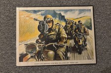 Original WWII Poster Motorcycle Detachment Of The British Army With Tommy Guns