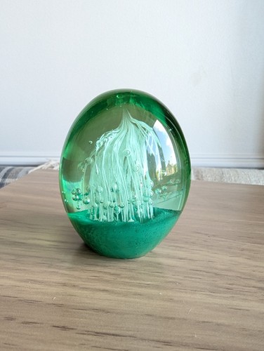 Glass paperweight green - glass,
