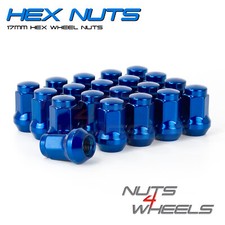 20 x Blue Hex Wheel Nuts Fits Ford Focus ST170 with Aftermarket Alloys