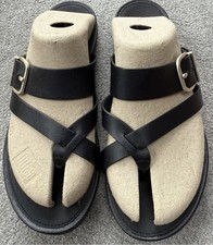 Fitflop Gracie Buckle Black Leather Toe-post Sandals - Size 4 - worn once