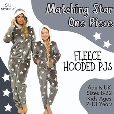 Ladies Girls Mum Daughter Matching Star Snuggle Fleece 1Onesie All In One Piece