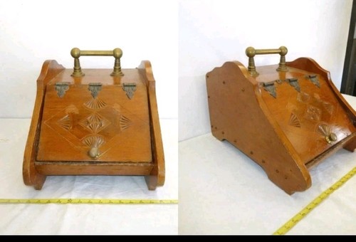 Antique wood brass coal - antique,