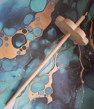 Wooden Drop Spindle And Fibre