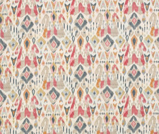 JANE CHURCHILL CURTAIN FABRIC DESIGN Jaru 6.1 METRES RED/MULTI LINEN BLEND