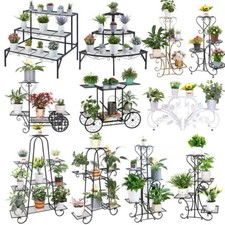 Rustproof Metal Plant Stand Garden Decor Flower Shelf Mutli Tier Stand 4-9 Pots