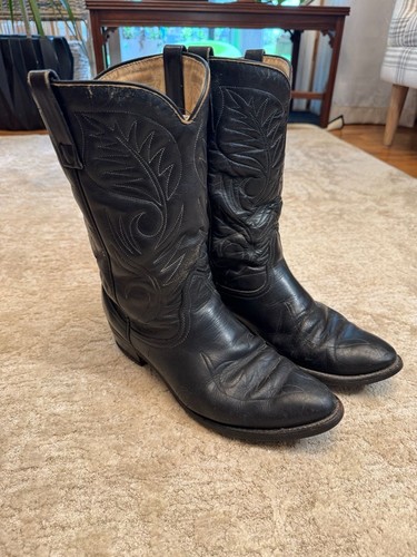 Vintage black leather - leather, western
