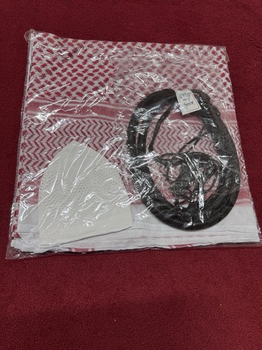 Red and white keffiyeh scarf - keffiyeh,