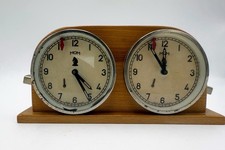 Vintage MOM Hungary Mechanical Wooden Speed Chess Clock Tournament Dual Timers