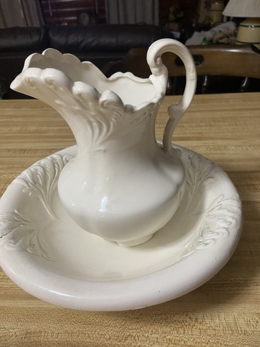 Vintage ceramic pitcher and - ceramic,