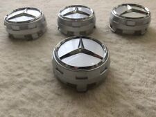 SET OF 4 FITS MERCEDES BENZ WHEEL RAISED CENTER CAPS Silver HUBCAPS 75MM