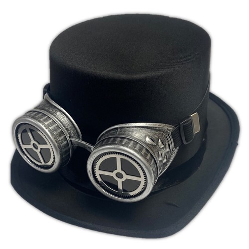 Steampunk black top hat with - black,