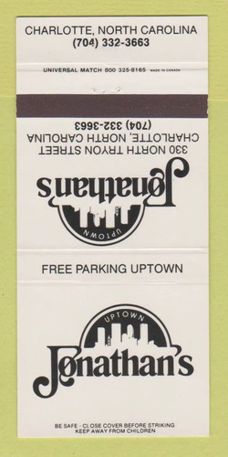 Matchbook cover jonathan - matchbook,