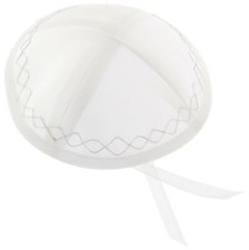 White Satin Kippah with Silver Trim for Babies Jewish Yarmulkes Cupples Kippot