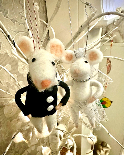 Felt wedding mice mouse bride - mice,