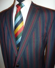 Brook Taverner Boating Blazer Navy Maroon Green Stripe Sport Jacket 40 S Rowing