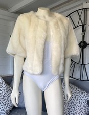 Monsoon Cream Ivory Shrug Bolero Faux Fur Half Sleeve 14 Occasion Ball Wedding