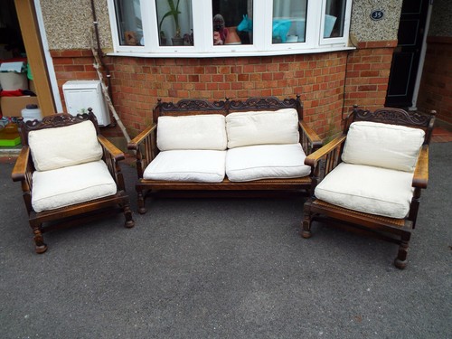 Oak bergere three piece - oak,
