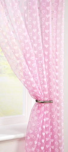 Pink flocked heart voile - pink,