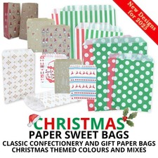 Christmas Paper Sweet Bags - Counter & Gusset Festive Party Goodie Bag