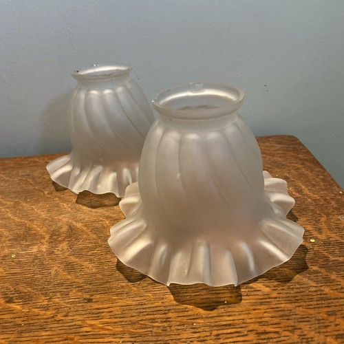 Pair french glass frosted - french,
